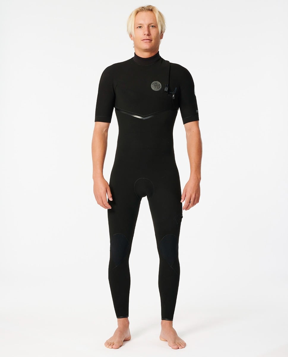 Rip Curl E Bomb 2/2mm Mens Short Sleeve Zip Free Wetsuit 2025 - Black