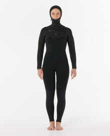 Rip Curl Womens Dawn Patrol Hooded 5/4mm Winter Wetsuit in Black