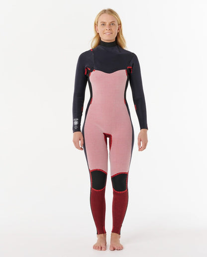 Rip Curl Womens Dawn Patrol Chest Zip 5/3mm Winter Wetsuit 2026 - Black/Pink