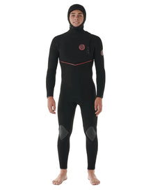 Rip Curl Mens Flashbomb Fusion 5/4mm Hooded Zip Free Wetsuit in Black