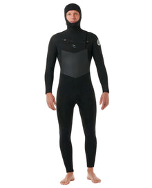 Rip Curl Dawn Patrol Hooded 6/4mm Chest Zip Wetsuit in Black