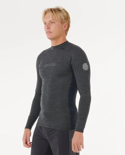 Rip Curl Dawn Patrol UPF Perf LS Rash Vest - Black Marle