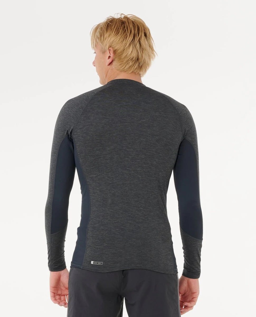 Rip Curl Dawn Patrol UPF Perf LS Rash Vest - Black Marle