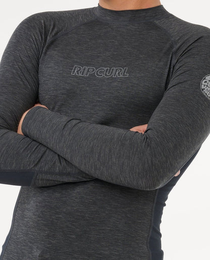 Rip Curl Dawn Patrol UPF Perf LS Rash Vest - Black Marle