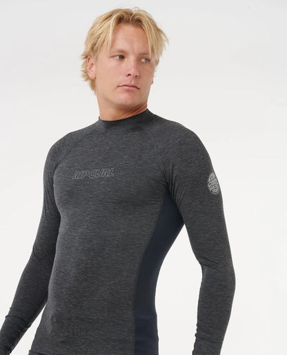 Rip Curl Dawn Patrol UPF Perf LS Rash Vest - Black Marle