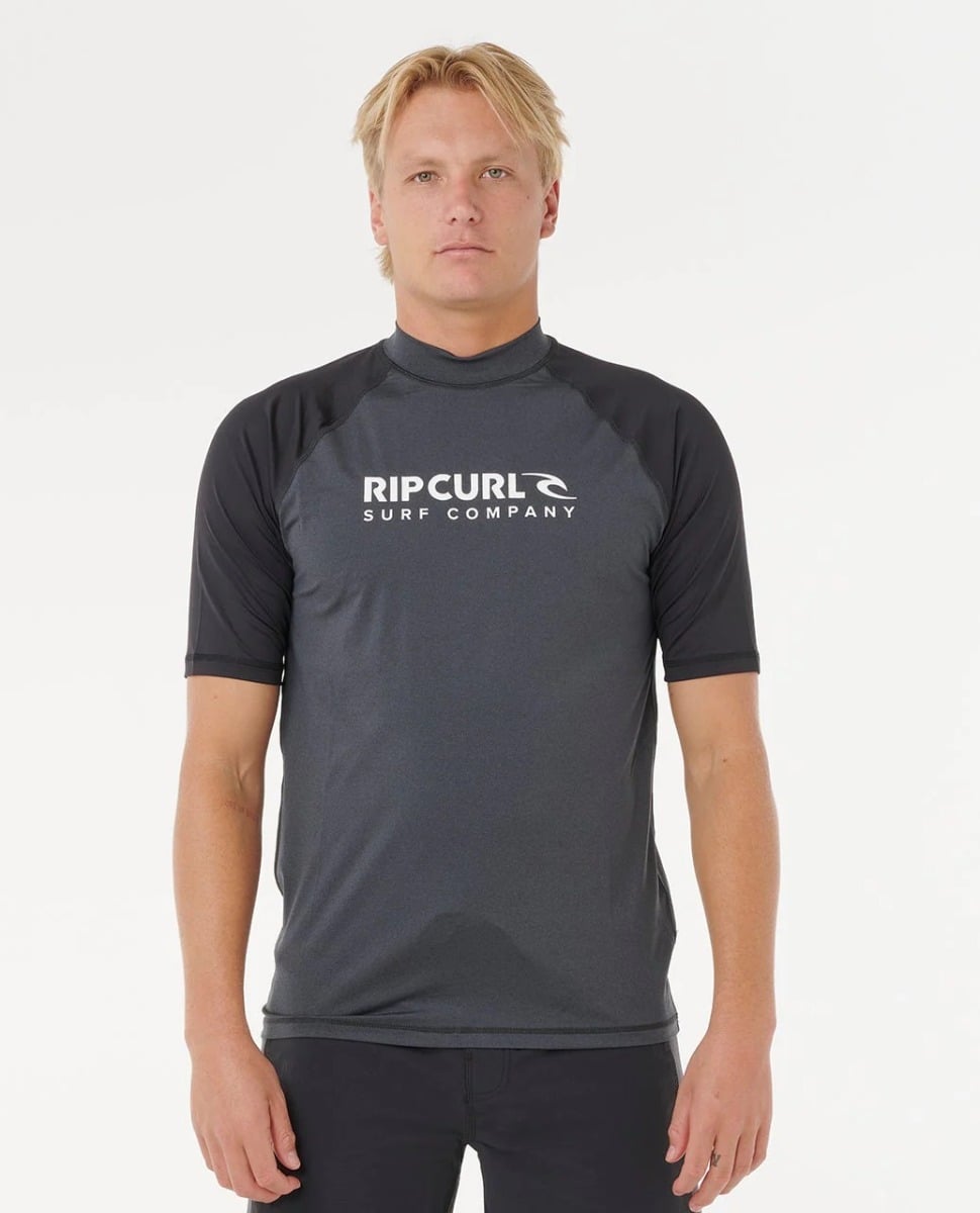 Rip Curl Shock UPF Rash Top in Black Marle