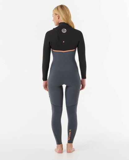 Rip Curl Womens E-Bomb Chest Zip 3/2mm Summer Wetsuit - Charcoal