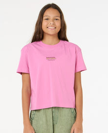 Rip Curl Sun and Sea Girls Crop Tee - Pink