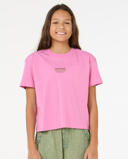 Rip Curl Sun and Sea Girls Crop Tee - Pink
