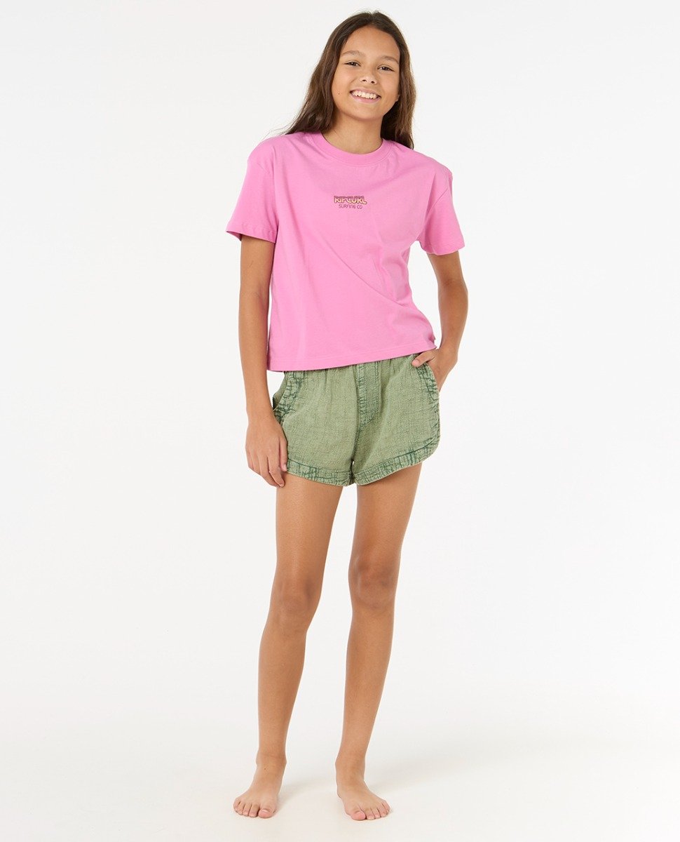 Rip Curl Sun and Sea Girls Crop Tee - Pink