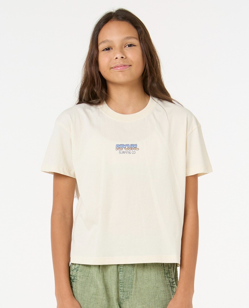 Rip Curl Sun and Sea Girls Crop Tee - Bone