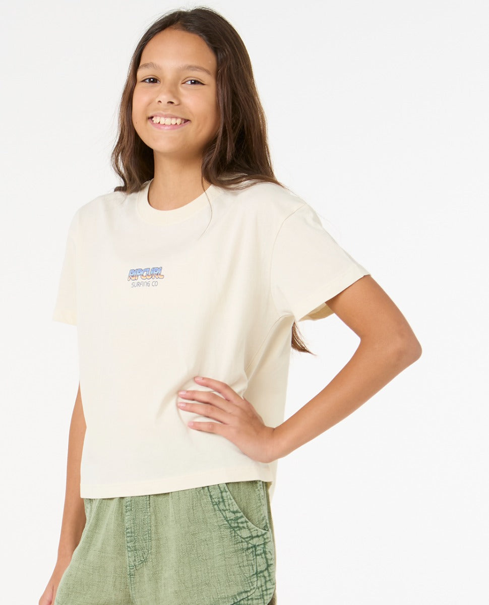 Rip Curl Sun and Sea Girls Crop Tee - Bone