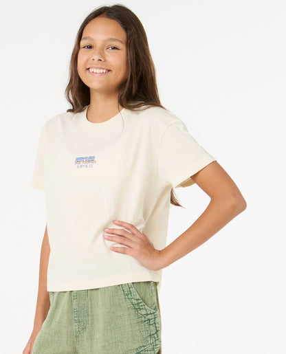 Rip Curl Sun and Sea Girls Crop Tee - Bone