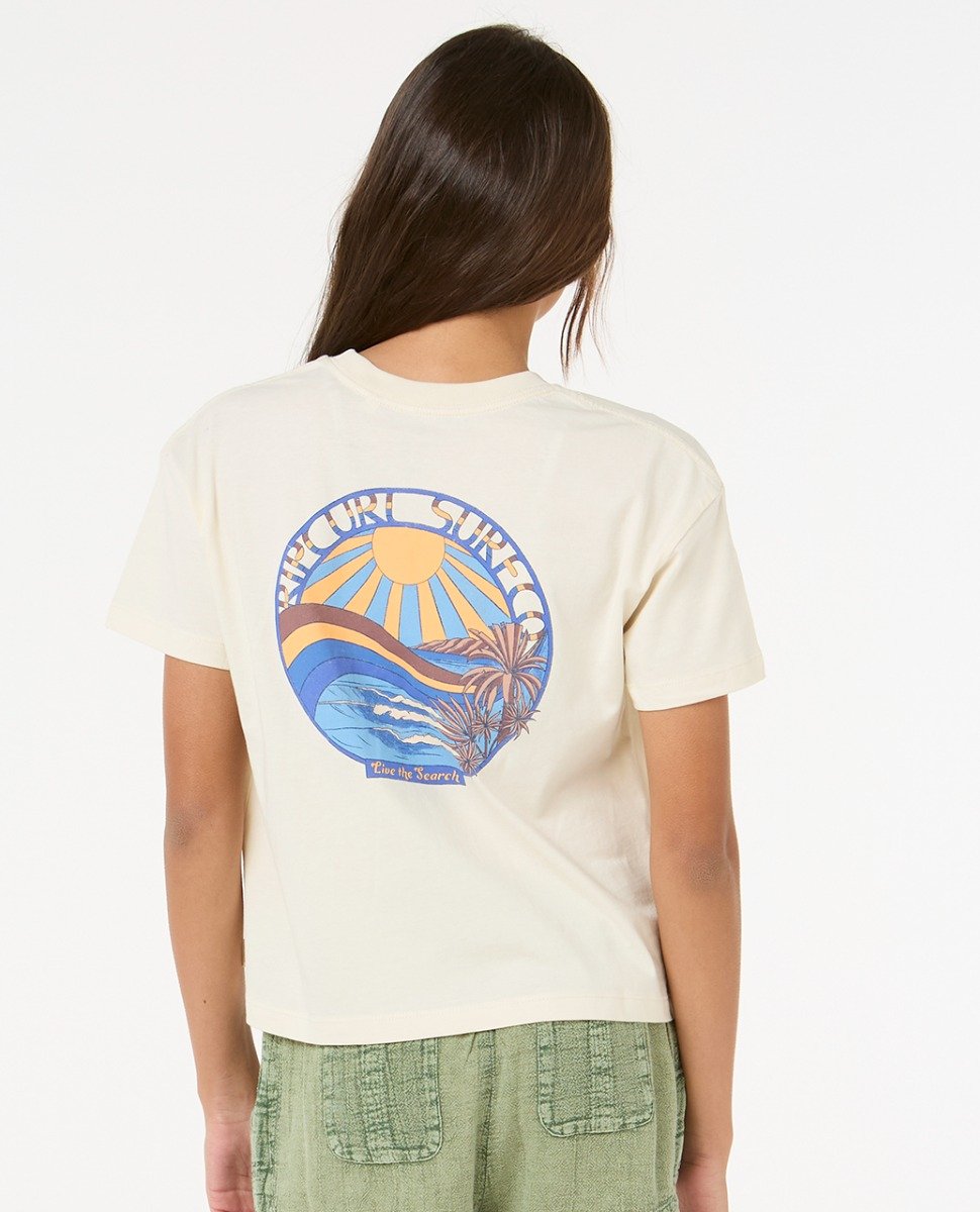Rip Curl Sun and Sea Girls Crop Tee - Bone