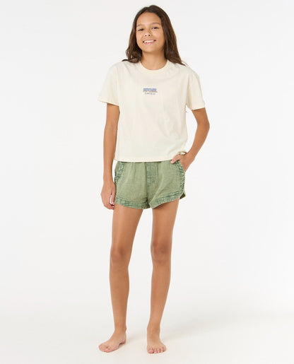Rip Curl Sun and Sea Girls Crop Tee - Bone