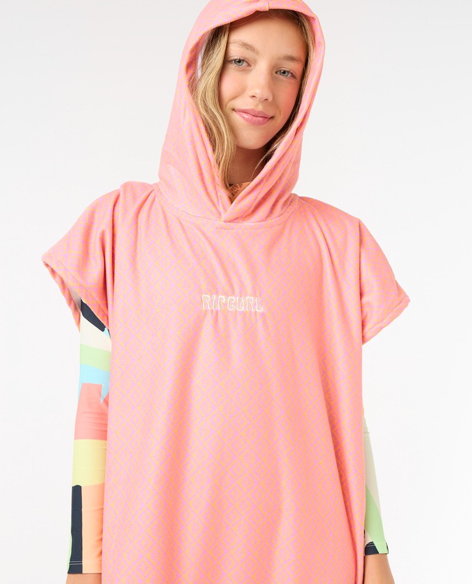 Rip Curl Mixed Hooded Girls Towel Changing Robe - Mango