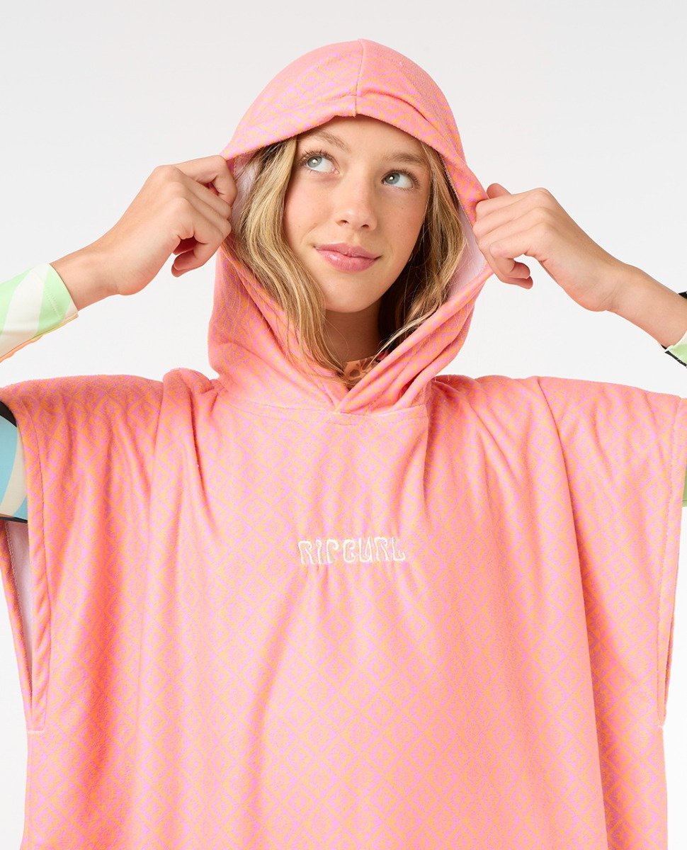 Rip Curl Mixed Hooded Girls Towel Changing Robe - Mango