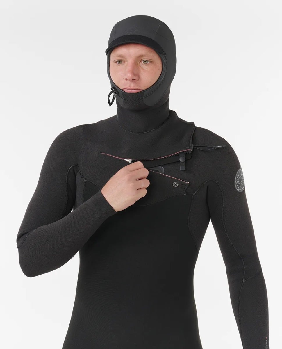 Rip Curl Flashbomb Chest Zip 5/4mm Hooded Winter Wetsuit 2026 - Black
