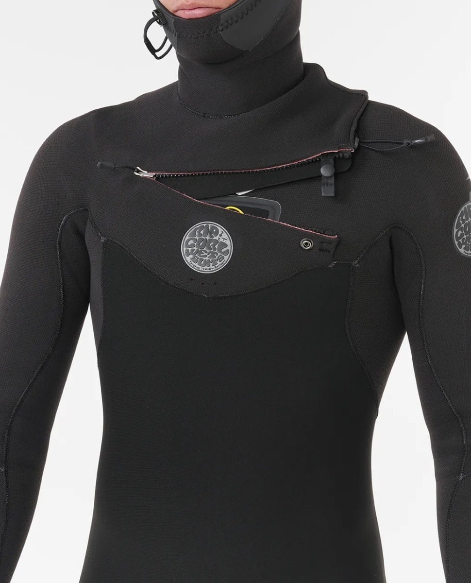 Rip Curl Flashbomb Chest Zip 5/4mm Hooded Winter Wetsuit 2026 - Black