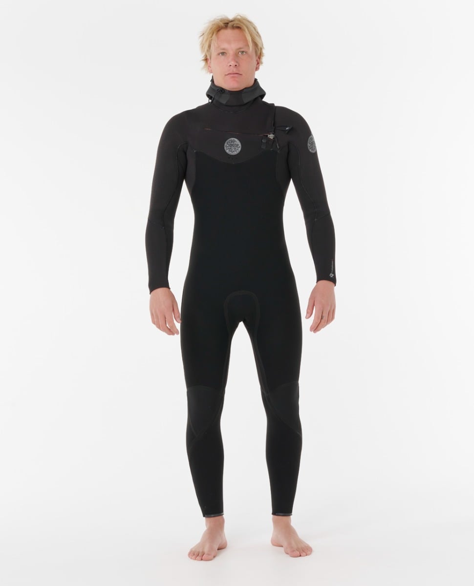 Rip Curl Flashbomb Chest Zip Hooded 4/3mm Wetsuit 2025 - Black