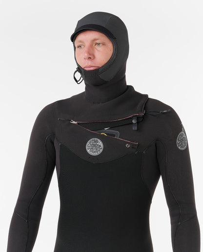 Rip Curl Flashbomb Chest Zip Hooded 4/3mm Wetsuit 2025 - Black