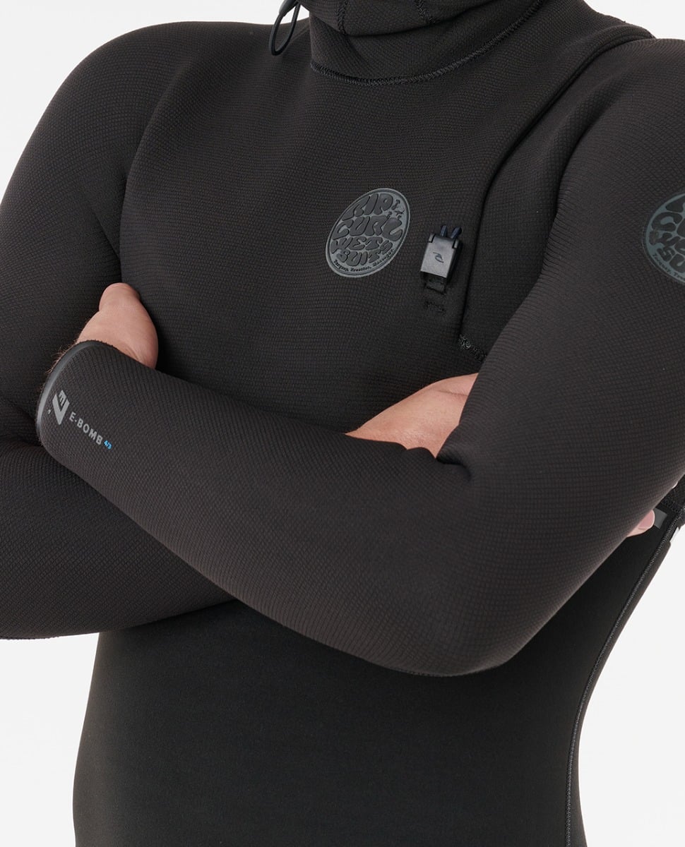 Rip Curl E-Bomb Zip-Free Hooded 5/4mm Winter Wetsuit 2026 - Black
