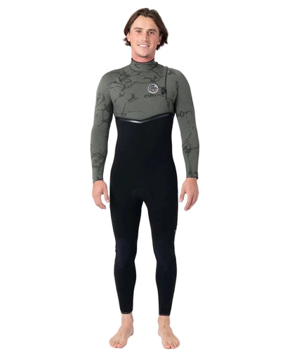 Rip Curl E Bomb Mens 4/3mm Zip Free Wetsuit in Deep Cactus