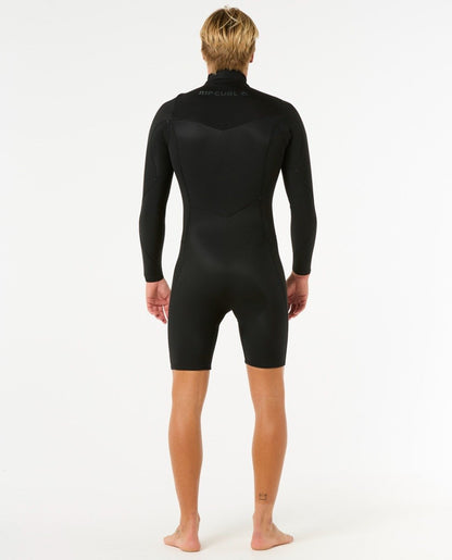 Rip Curl Dawn Patrol 2/2mm Men's Chest Zip Long Arm Shorty Wetsuit - Black