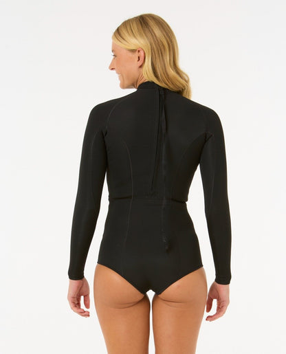 Rip Curl G-Bomb 1/5mm Women's Long Sleeve Back Zip Boyleg Springsuit - Black