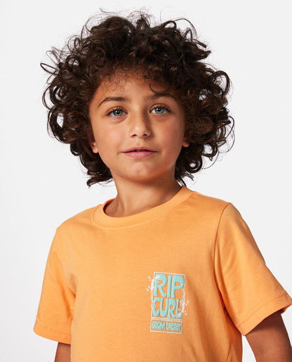 Rip Curl Grom Energy Logo Boys Tee - Mandarin Zest