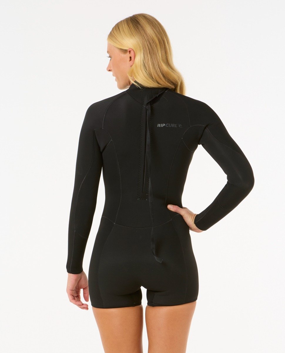 Rip Curl Dawn Patrol 2/2mm Women's Back Zip Long Sleeve Shorty - Black