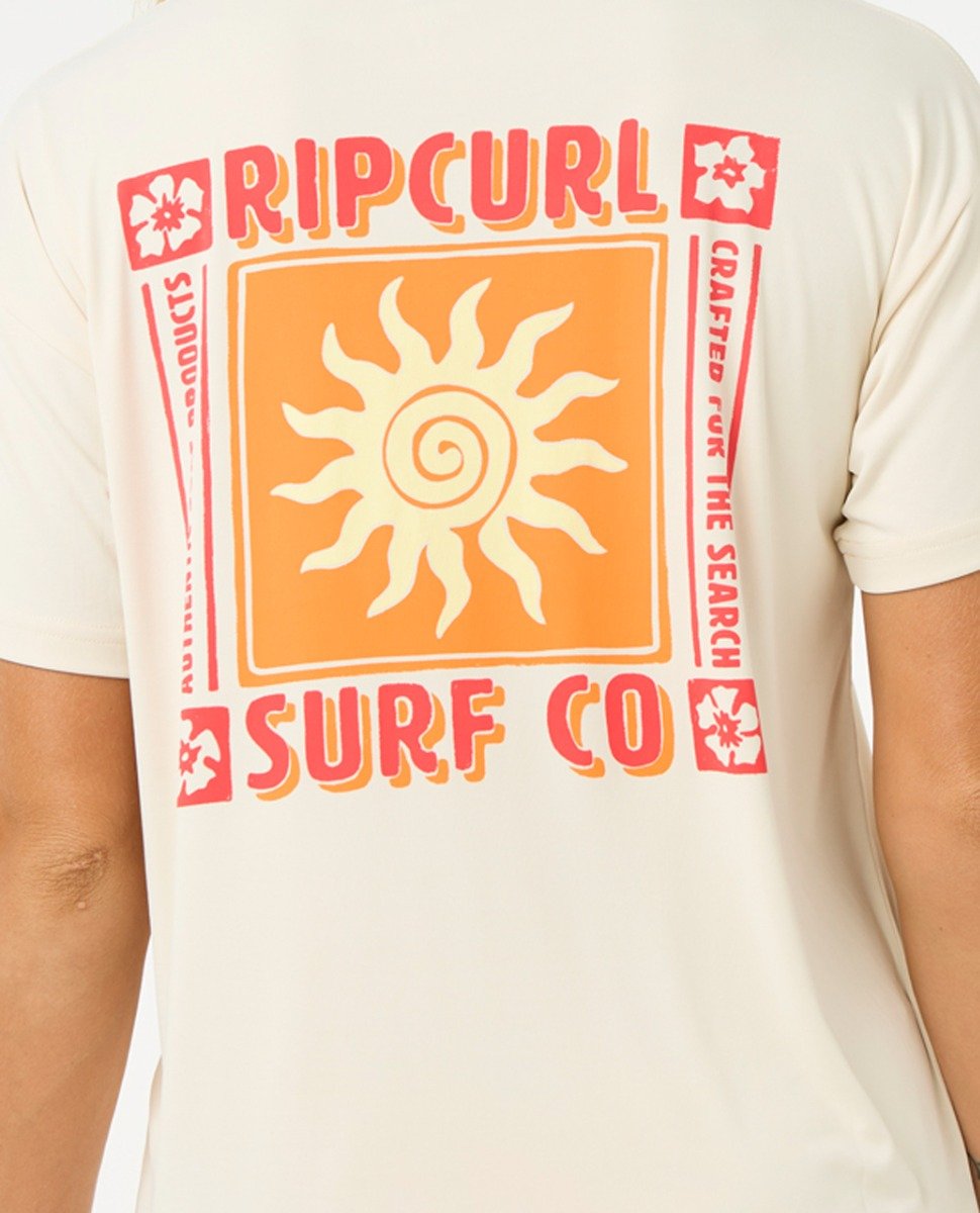 Rip Curl Cala Vadella Surflite Women's Short Sleeve Crop Tee - Bone