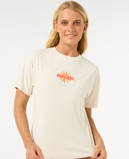 Rip Curl Cala Vadella Surflite Women's Short Sleeve Crop Tee - Bone