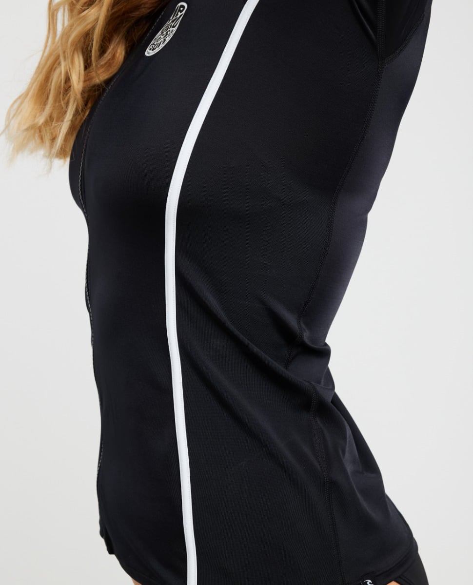 Rip Curl Classic Surf Full Zip Short Sleeve Rash Top - Black