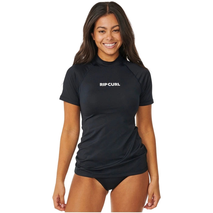 Rip Curl Classic Surf Women Short Sleeve UPF Rash Vest - Black
