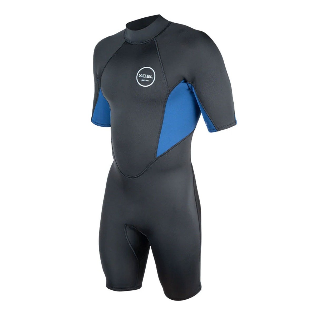 Xcel Axis 2mm Mens Short Sleeve Back Zip Shorty Wetsuit - Graphite/Blue