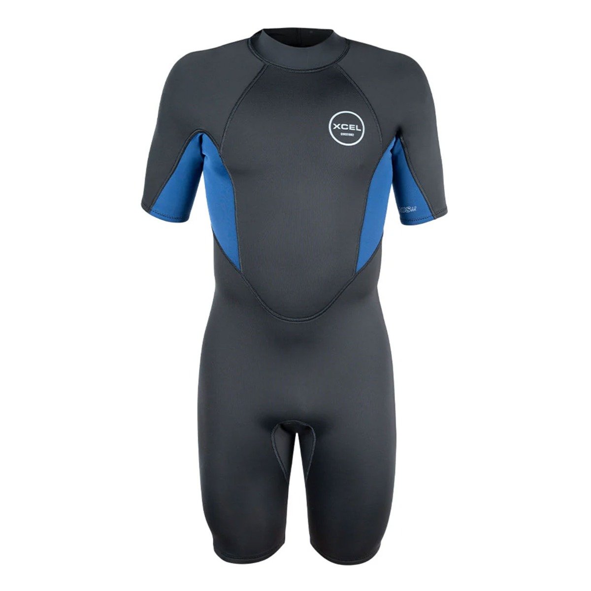 Xcel Axis 2mm Mens Short Sleeve Back Zip Shorty Wetsuit - Graphite/Blue