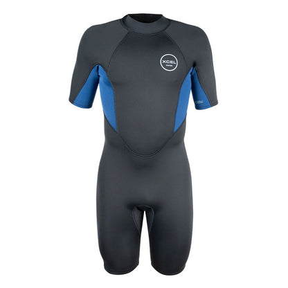 Xcel Axis 2mm Mens Short Sleeve Back Zip Shorty Wetsuit - Graphite/Blue