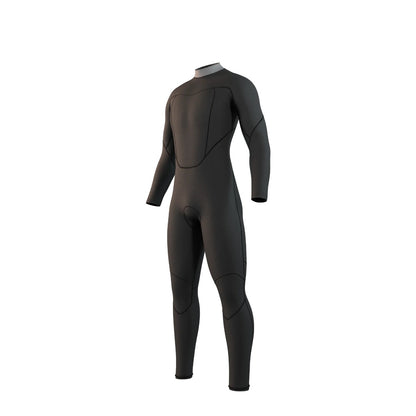 Inside of the mens back zip full wetsuit in black on a white background.