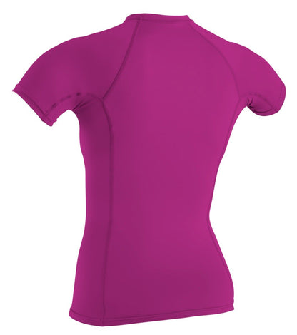 O'Neill Basic Skins Womens Short Sleeve Rash Vest - Fox Pink - Back