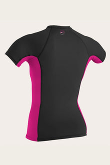 O'Neill Womens Premium Skins Short Sleeve Rash Vest 2021 - Black/Berry - Back