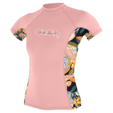 O'Neill Girls Premium Skins Short Sleeve Rash Guard in Pink Peony/Demi Floral