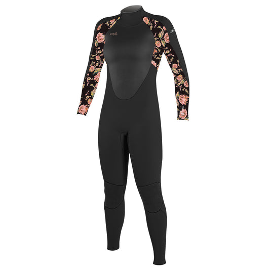 O'Neill Epic 3/2mm Girls Back Zip Summer Wetsuit - Black/Flo
