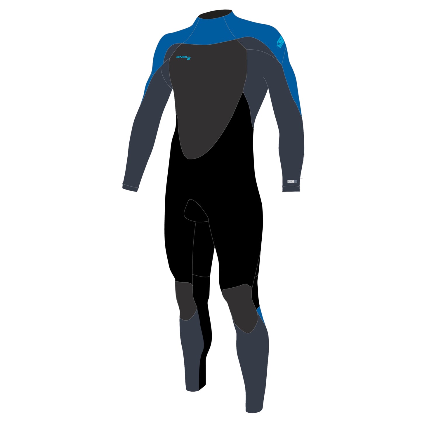 O'Neill Youth Epic 4/3mm Back Zip Wetsuit - Black / Slate / Bali Blue