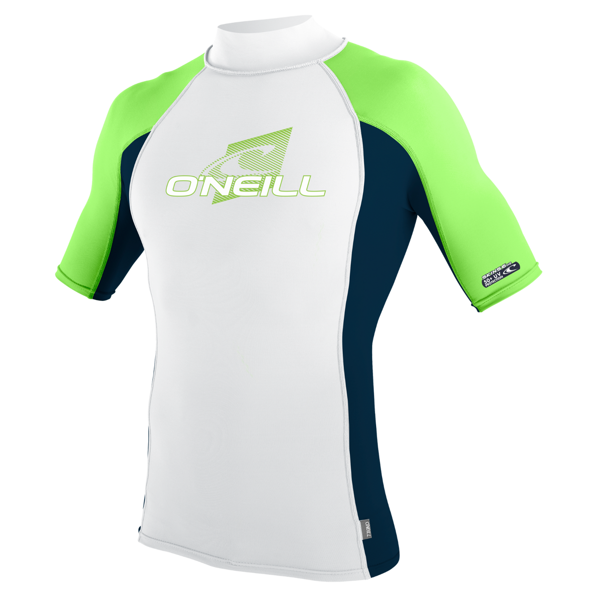 O'Neill Premium Skins S/S Turtleneck Rash Guard - White/Abyss/Dayglo