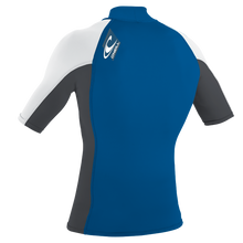 O'Neill Premium Skins Men's Short Sleeve Turtleneck Rash Guard - Deepsea / Graphite / White
