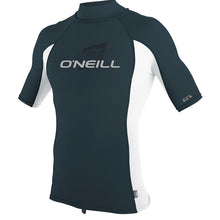O'Neill Premium Skins Mens Short Sleeve Turtleneck Rash Guard - Slate / White