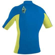 O'Neill Premium Skins Boys Short Sleeve Turtle Kneck Rash Guard - Ocean/Electric Lime - Back