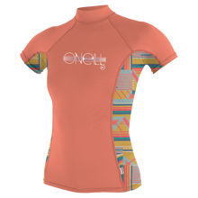 O'Neill Girls Premium Skins S/S Turtleneck Rash Guard - Burnt Coral/Artageo