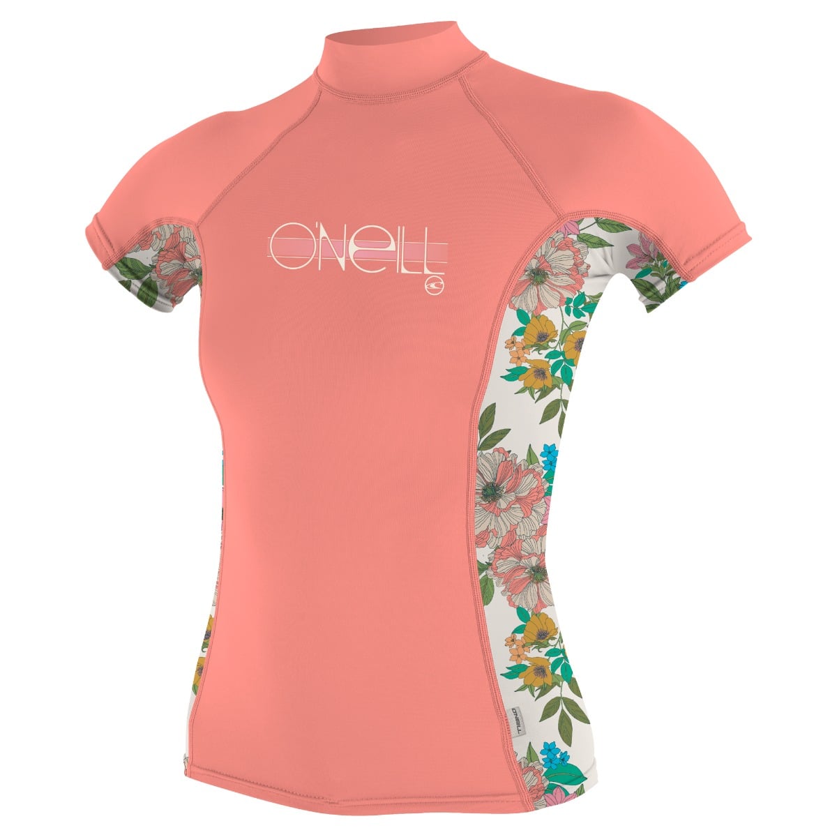 O'Neill Girls Premium Skins S/S Turtleneck Rash Guard in Desert Flower / Cara Floral
